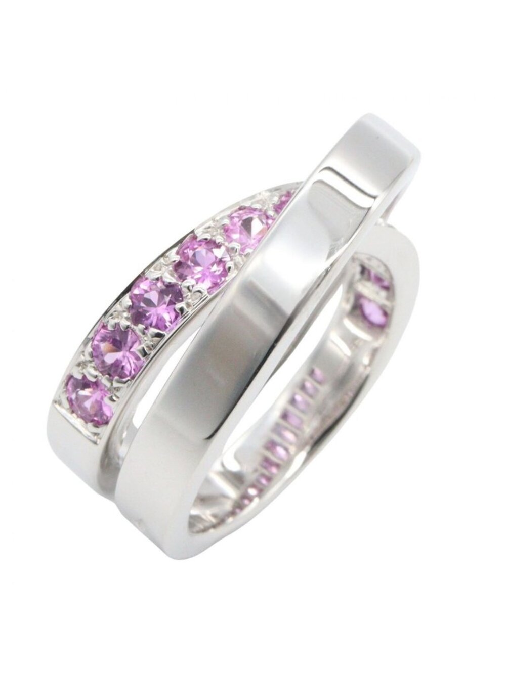 Cartier Ring Pink Sapphire Paris 18k White Gold